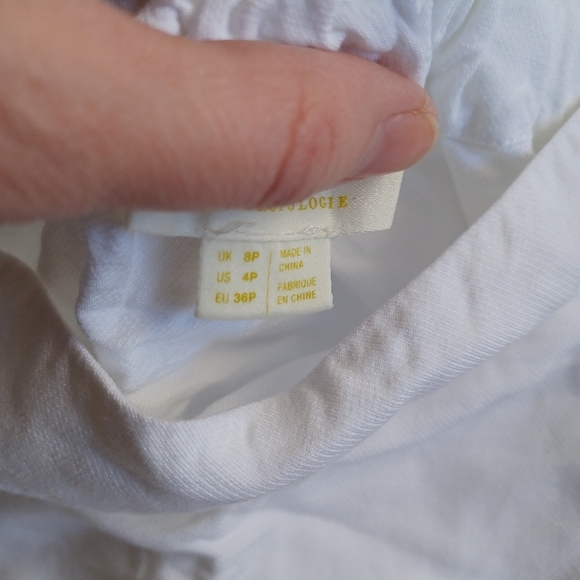 Maeve Anthropologie White Linen Top Boat Neck Balloon Sleeve Women Sz 4 Peasant - Picture 5 of 14